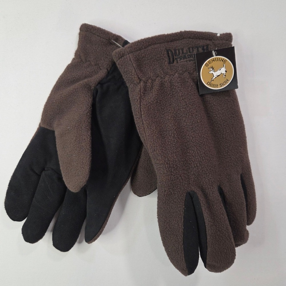 Duluth Trading Co Brown Black Deerskin Palms Fleece Gloves Medium Winter Work